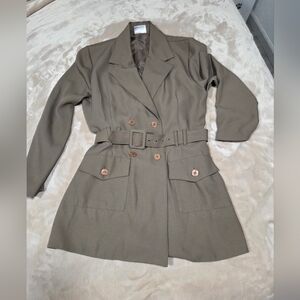 Belted Double-Breasted Women's Jacket in Olive